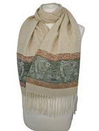 Celtic Border Pattern Scarf - Cream #color_cream