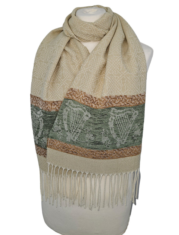 Celtic Border Pattern Scarf - Cream #color_cream