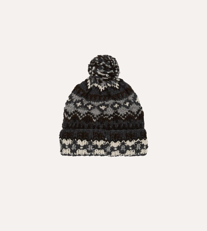 Chamula Grey Fairisle Merino Knit Cap