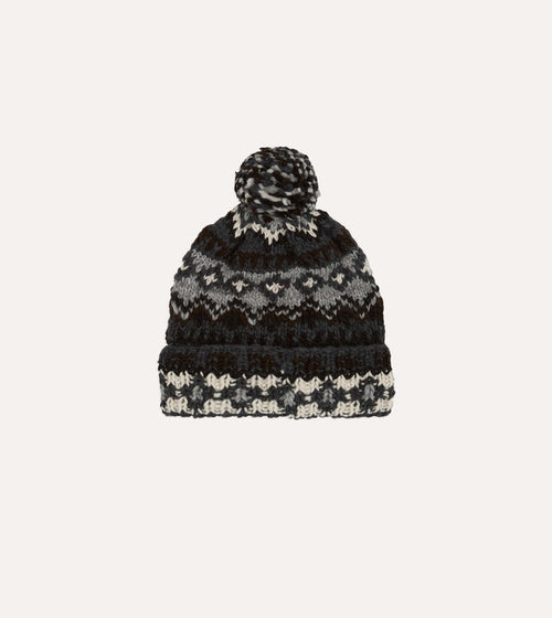Chamula Grey Fairisle Merino Knit Cap