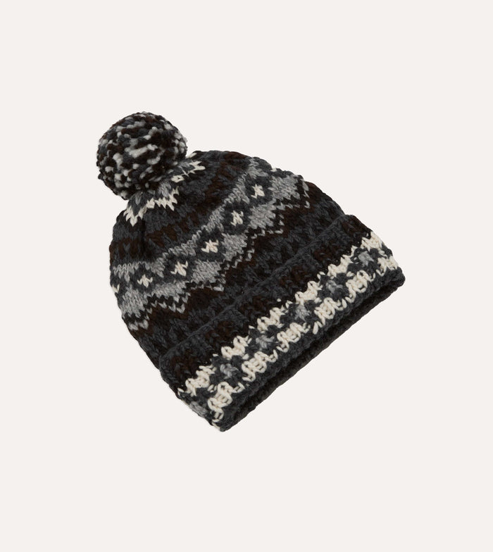 Chamula Grey Fairisle Merino Knit Cap