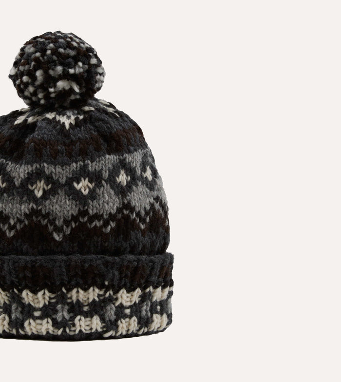 Chamula Grey Fairisle Merino Knit Cap