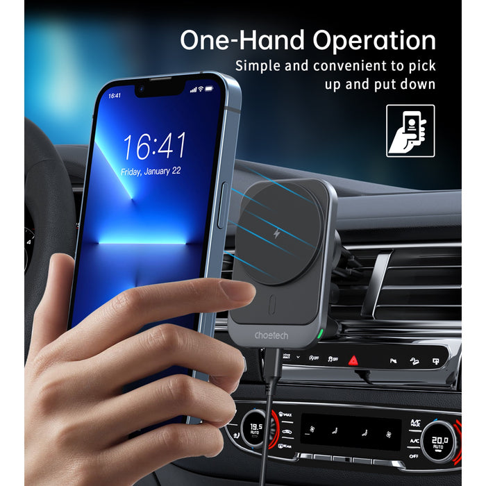 Choetech Magnetic Wireless Car Charger T206-F 15W - Black (CHO-T206-F-BK)