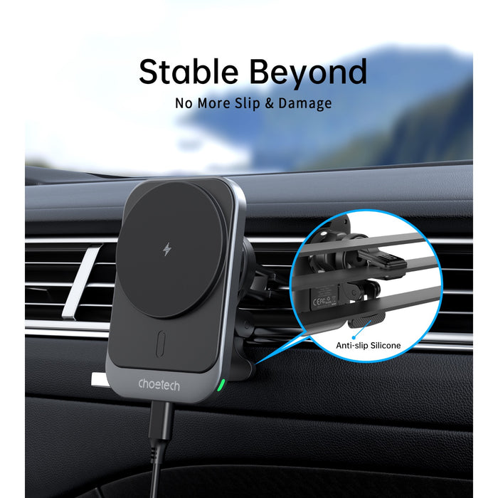 Choetech Magnetic Wireless Car Charger T206-F 15W - Black (CHO-T206-F-BK)