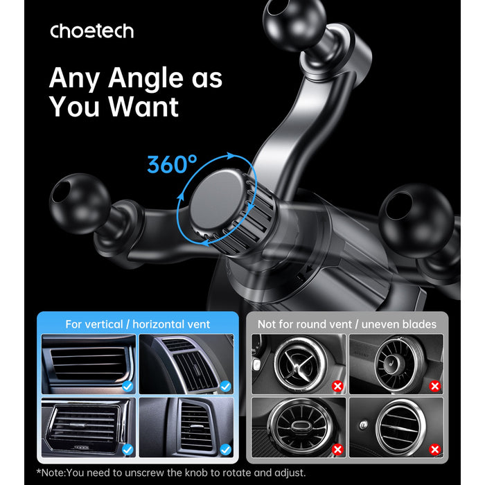 Choetech Magnetic Wireless Car Charger T231-F 15W - Black (CHO-T231-F-BK)