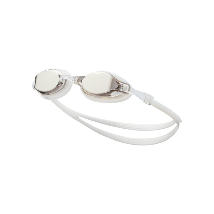 Nike Chrome Mirror Goggle in silver, featuring a sleek design with reflective mirror lenses for swimming or water sports.