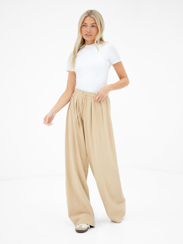 Cleo Wide Leg Trousers - Soft Tan