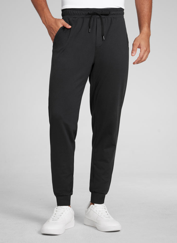 CRZ YOGA Mens Cloud Jersey Joggers 29" with Zipper Pockets Black