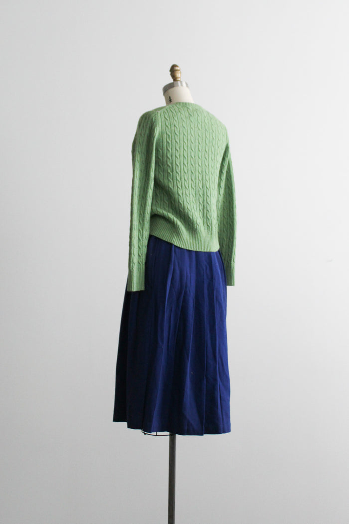 cobalt wool midi skirt