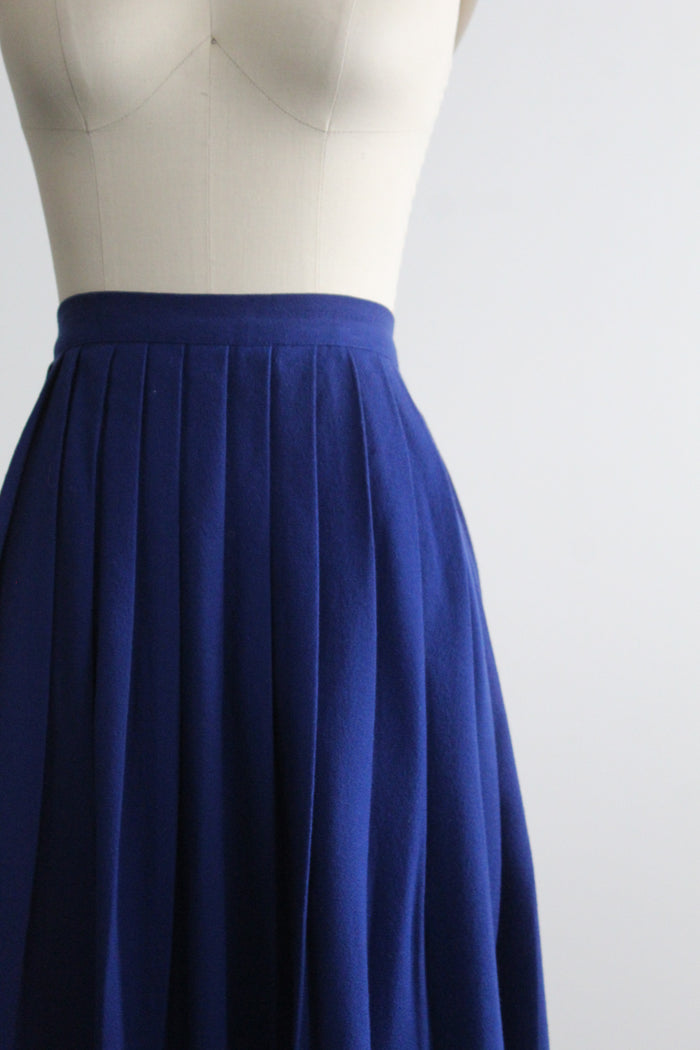 cobalt wool midi skirt