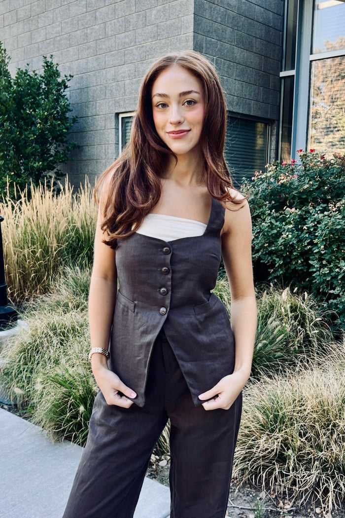 Coffee Couture Linen Top Lux Collection - FINAL SALE
