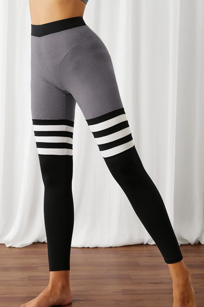 Color Block Elastic Waistband Active Leggings - Madikfashions.com