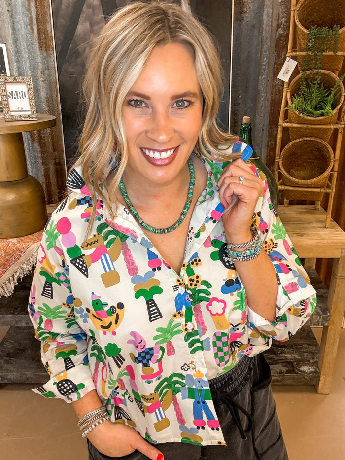 COLOR CARNIVAL BUTTON DOWN, CREAM
