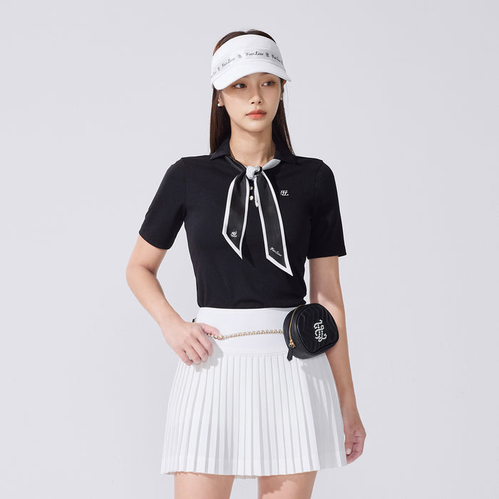 Crochet Flare Pleated Skirt (White)