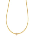 Crystal Pavé Barrel Omega Chain Necklace – 16" Gold-Tone Finish