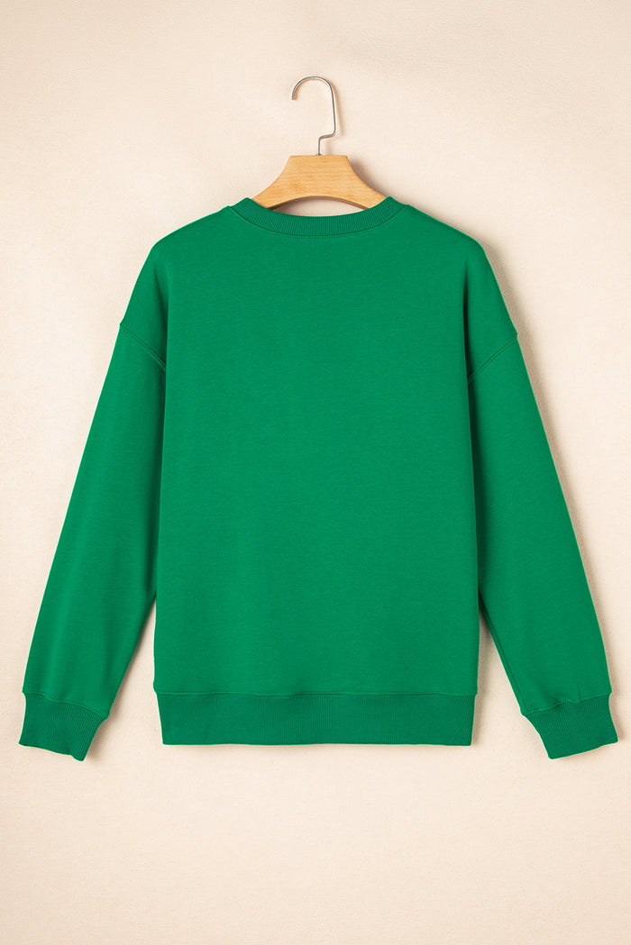 Dark Green Solid Classic Crewneck Pullover Sweatshirt - Tops/Sweatshirts & Hoodies