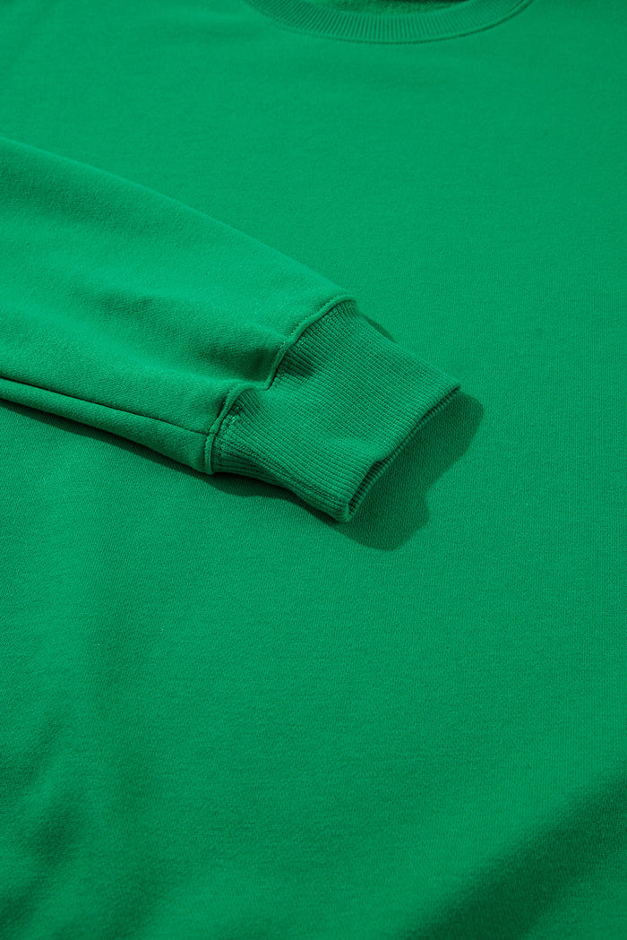 Dark Green Solid Classic Crewneck Pullover Sweatshirt - Tops/Sweatshirts & Hoodies