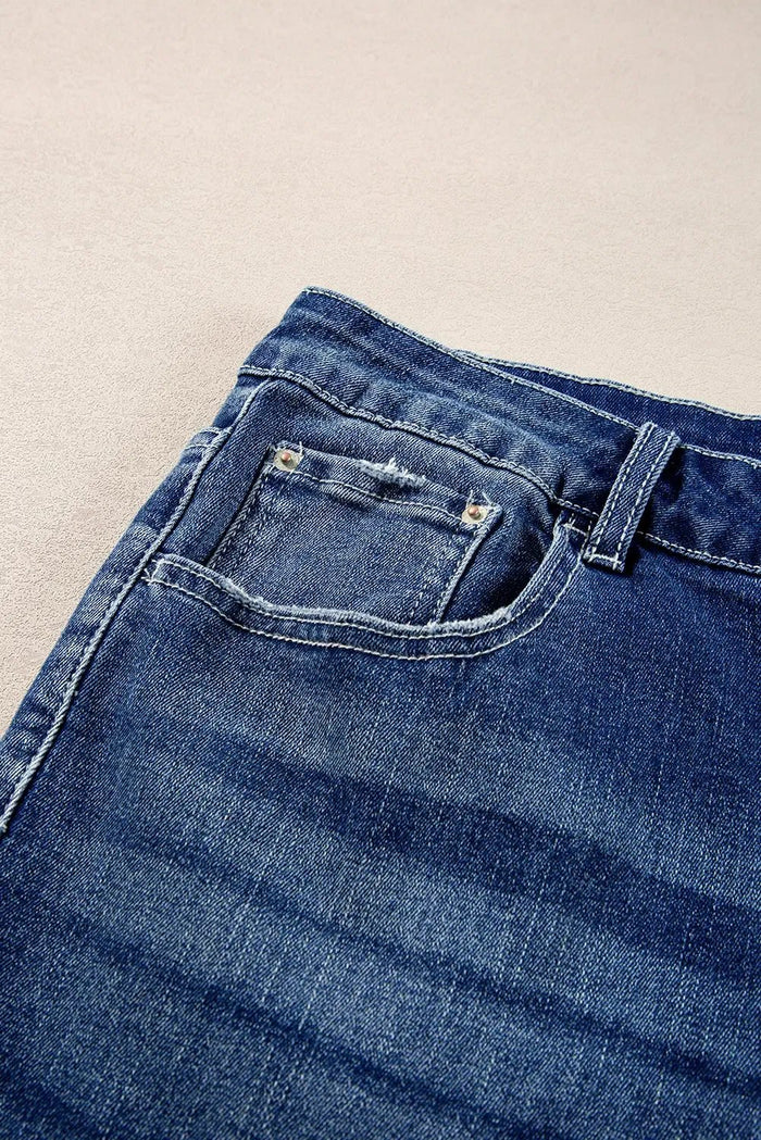 Shop Dirty blue Plus Size High Waist Side Slits Flare Jeans at eAura
