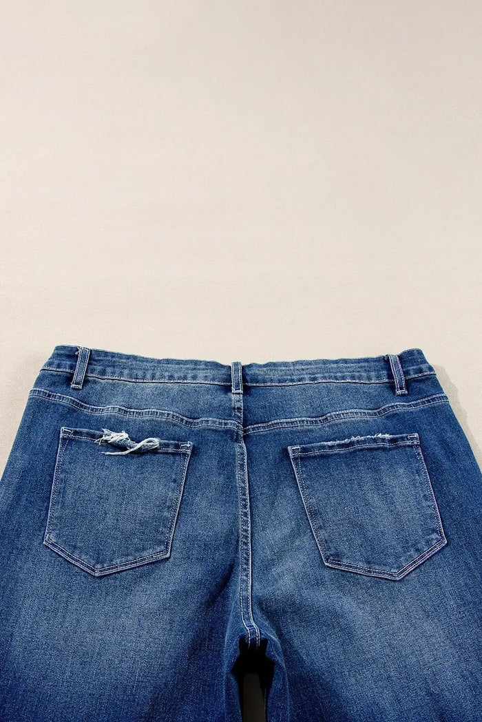 Shop Dirty blue Plus Size High Waist Side Slits Flare Jeans at eAura