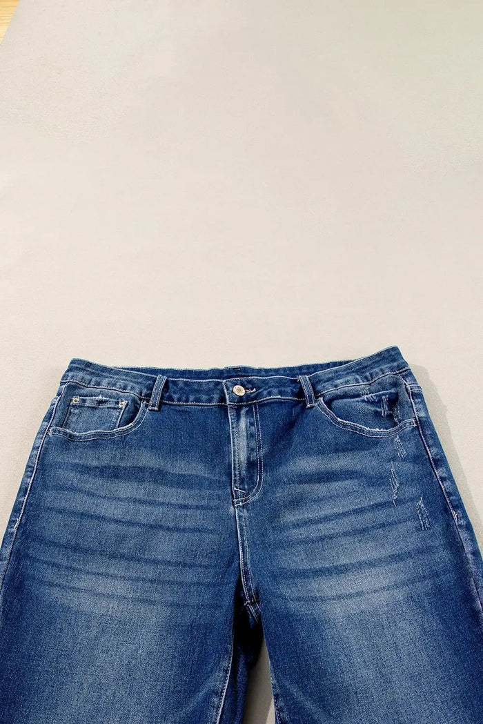 Shop Dirty blue Plus Size High Waist Side Slits Flare Jeans at eAura