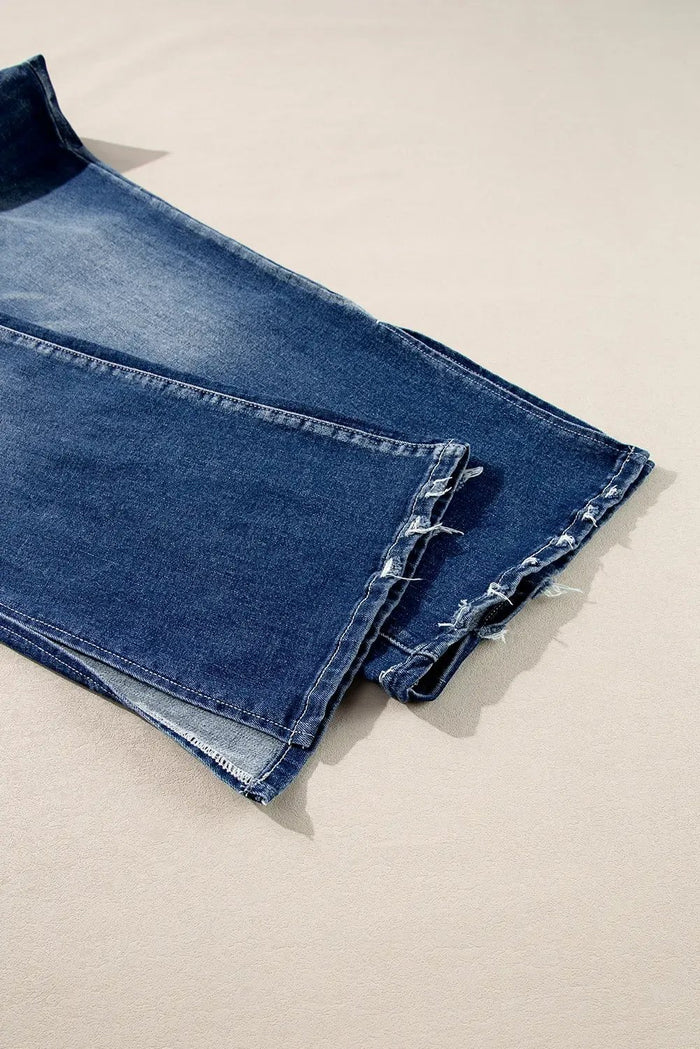 Shop Dirty blue Plus Size High Waist Side Slits Flare Jeans at eAura