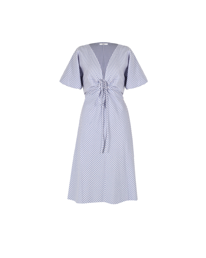 DONOVAN TIE DRESS BLUE GINGHAM