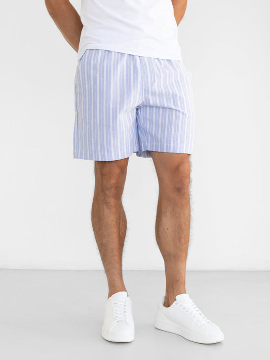 Ellis Relaxed Stripe Shorts - Light Blue