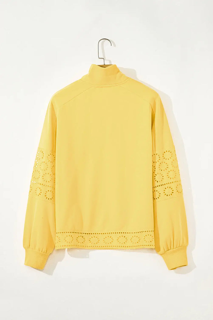 Embroidered Flower Patchwork Snap Buttons Pullover Sweatshirt - Tops/Sweatshirts & Hoodies