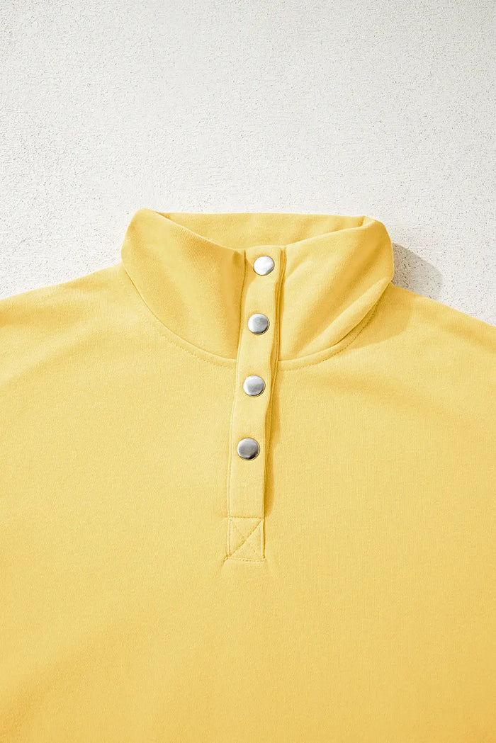 Embroidered Flower Patchwork Snap Buttons Pullover Sweatshirt - Tops/Sweatshirts & Hoodies