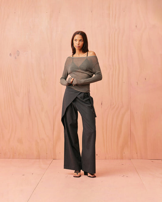 EMMA KNIT LONG SLEEVE MOSS CROCHET