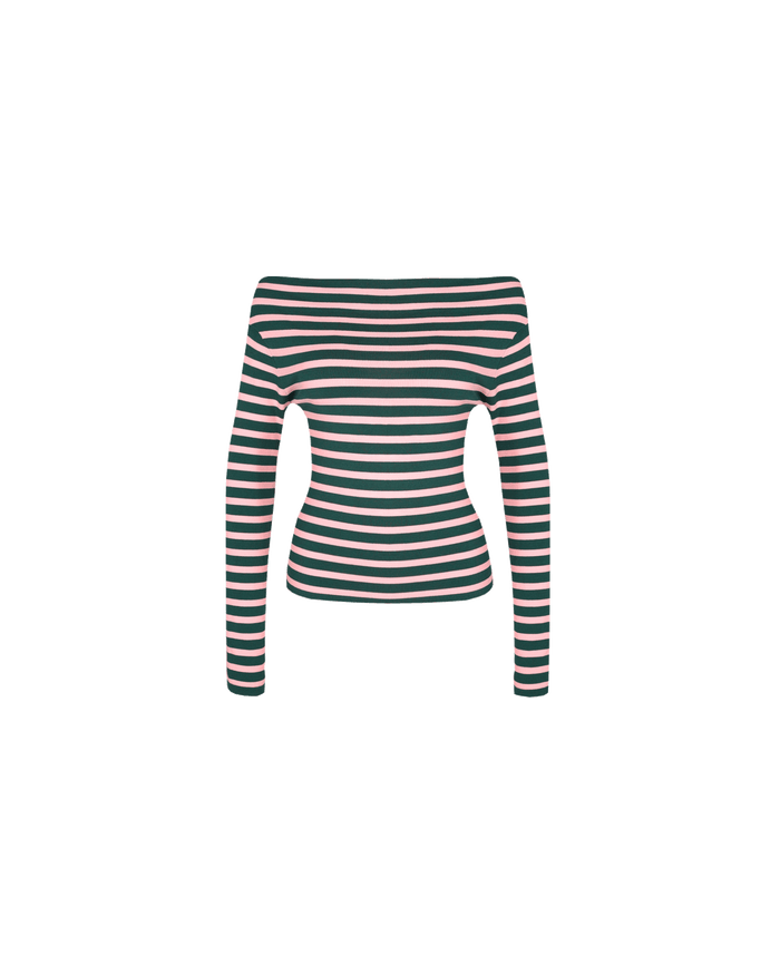 EMMA KNIT LONG SLEEVE PINK FOREST STRIPE