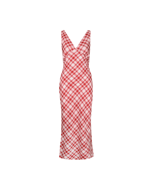 ESME GINGHAM SLIP DRESS RED CHECK