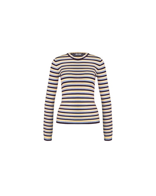 ESME LONG SLEEVE BURGUNDY BUTTER BLUE STRIPE