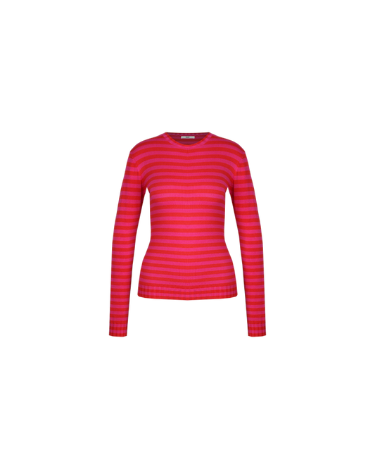 ESME LONG SLEEVE PINK RED STRIPE
