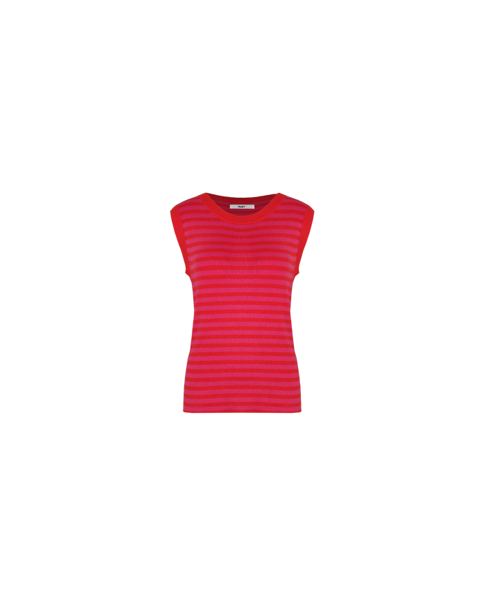 ESME TANK PINK RED STRIPE