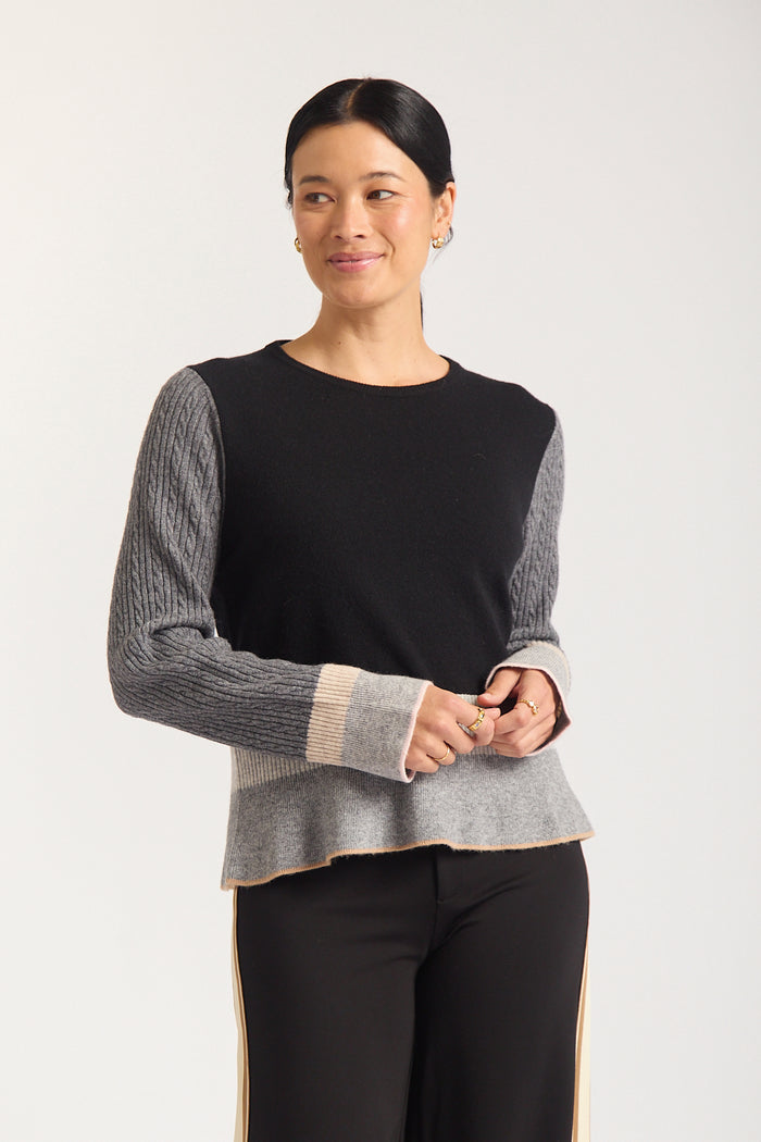 Evora Merino Cashmere Sweater In Black