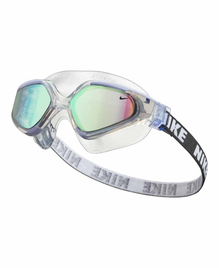 Nike Expanse Mirror Swim Mask in Light Thistle, featuring a sleek design with mirrored lenses for comfortable swimming.