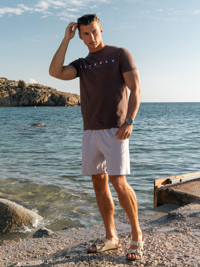 Ezra Relaxed Stripe Shorts - Purple