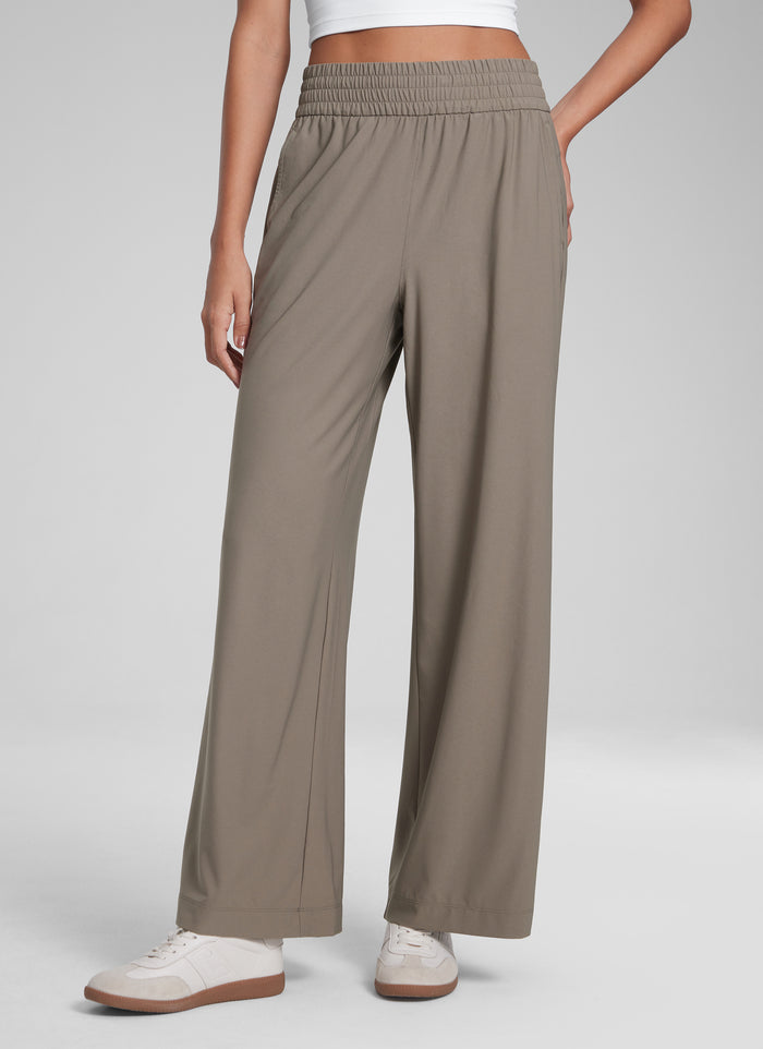 CRZ YOGA Women's Casual High Rise Wide Leg Pants with Pockets 30'' Nomad Grey