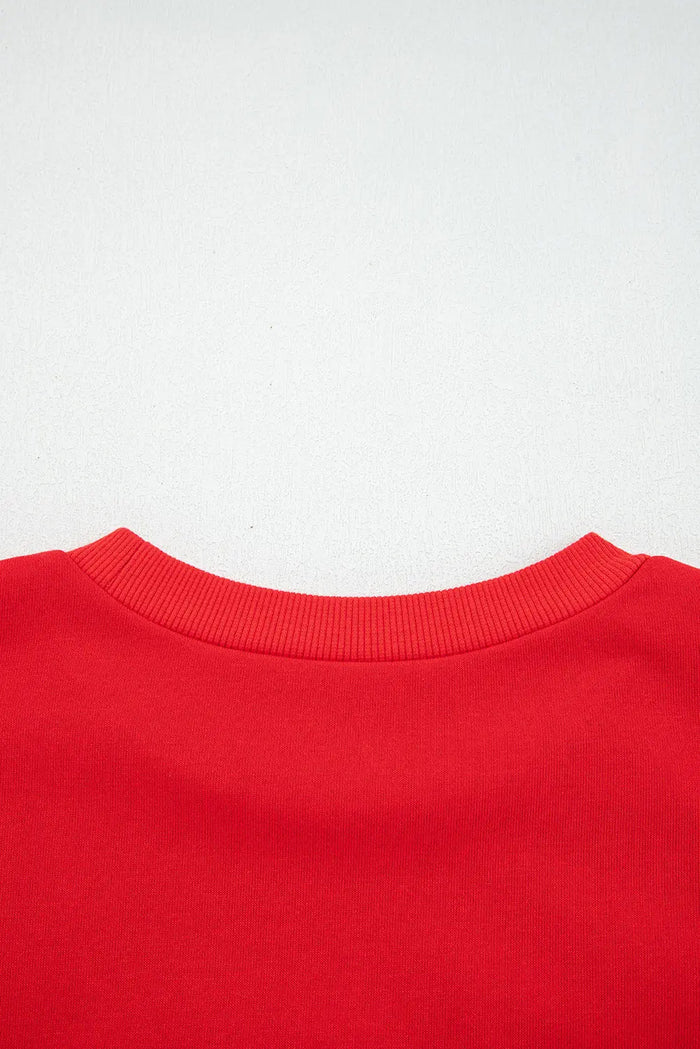 Fiery Red How Bout Them Dawgs Embroidered Script Balloon Sleeve Sweatshirt - Tops/Sweatshirts & Hoodies