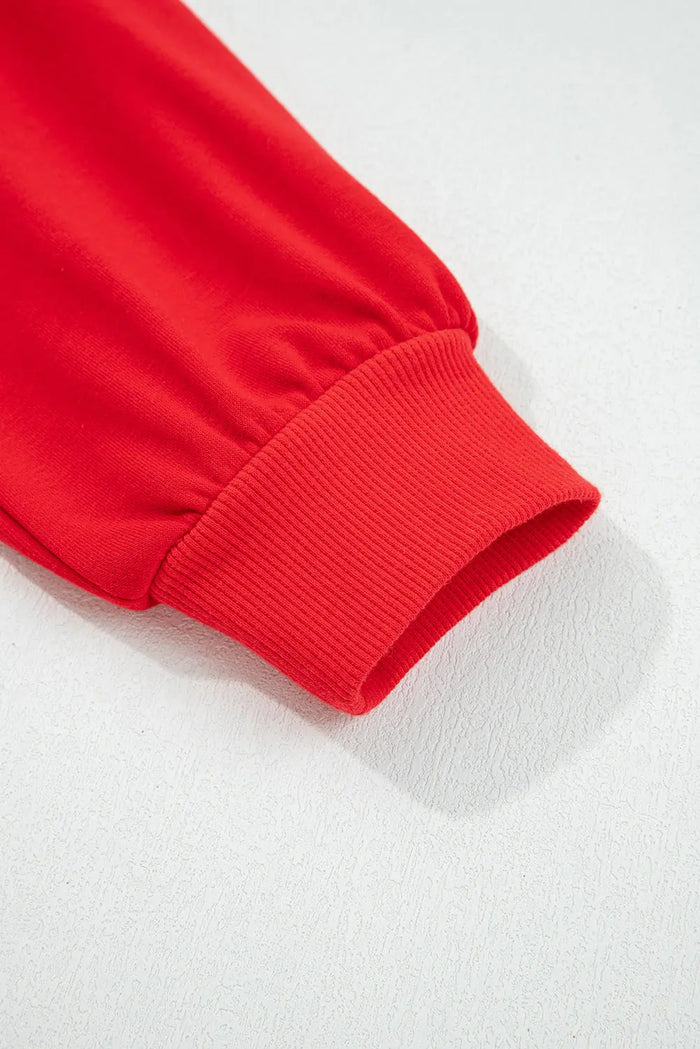 Fiery Red How Bout Them Dawgs Embroidered Script Balloon Sleeve Sweatshirt - Tops/Sweatshirts & Hoodies