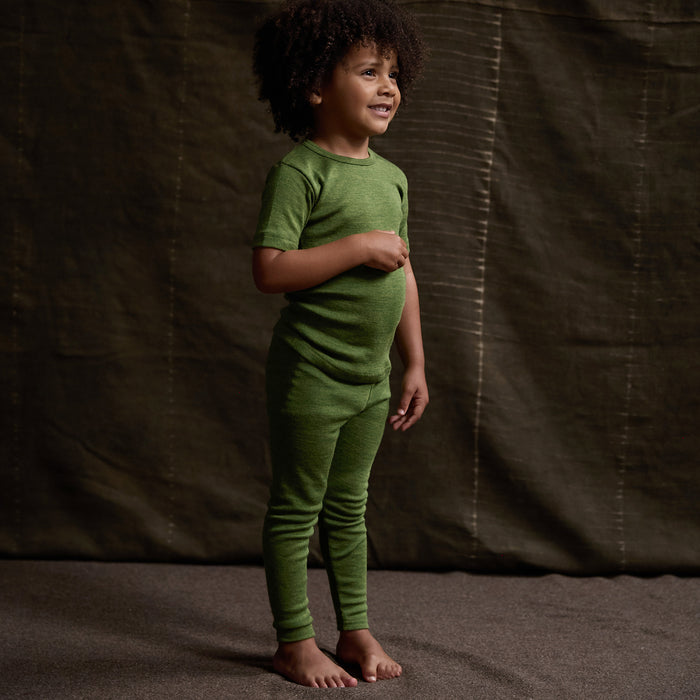 Finch Kids Leggings - Merino Wool & Silk - Forest