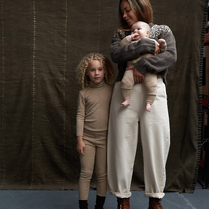 Finch Kids Leggings - Merino Wool & Silk - Sandstorm