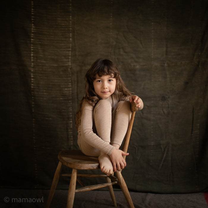 Finch Kids Leggings - Merino Wool & Silk - Sandstorm