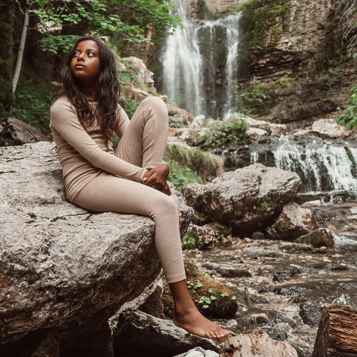 Finch Kids Leggings - Merino Wool & Silk - Sandstorm