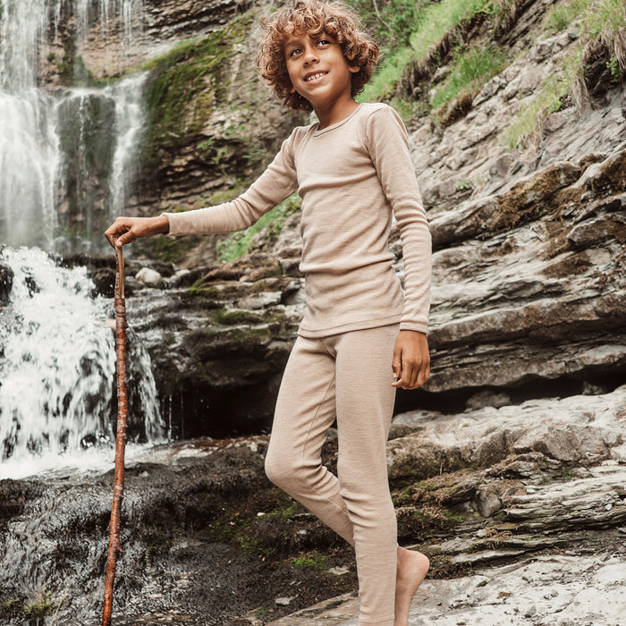 Finch Kids Leggings - Merino Wool & Silk - Sandstorm