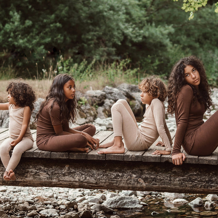 Finch Kids Leggings - Merino Wool & Silk - Sandstorm