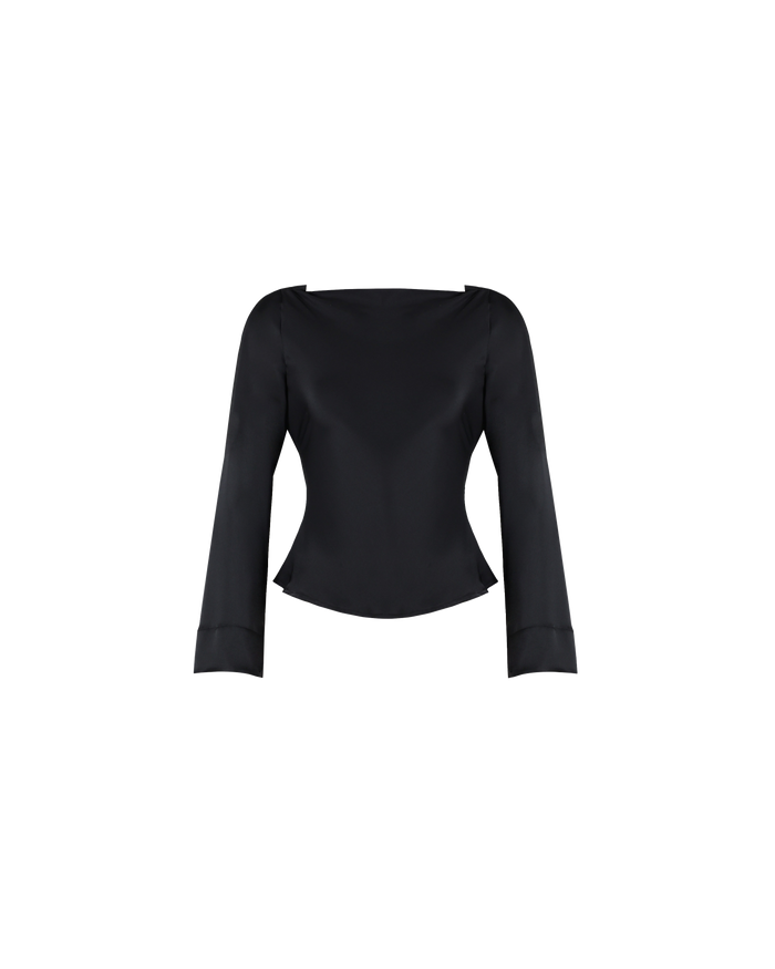 FIREBIRD SATIN COWL TOP BLACK