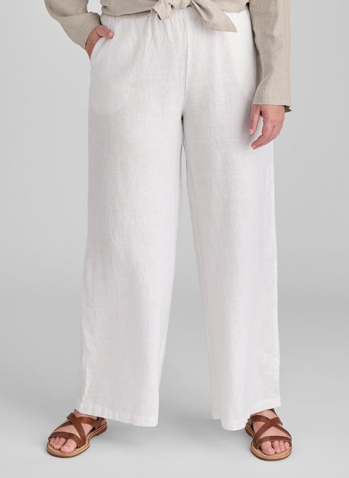 Flowing Pant, shown in White, size Medium on 5'9" model.