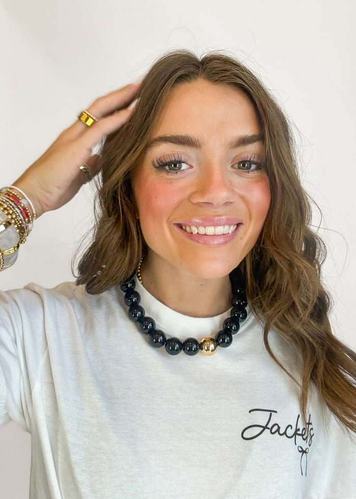 Game Day Beaded Necklace - Black